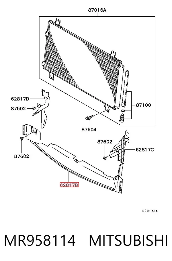 Deflector de aire inferior del radiador MR958114 Mitsubishi