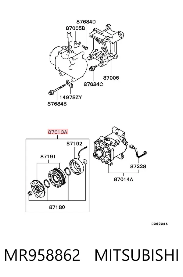 Polea del compresor de aire acondicionado MR958862 Mitsubishi