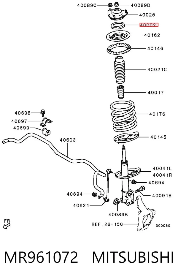 Rodamiento de soporte del amortiguador delantero MR961072 Mitsubishi