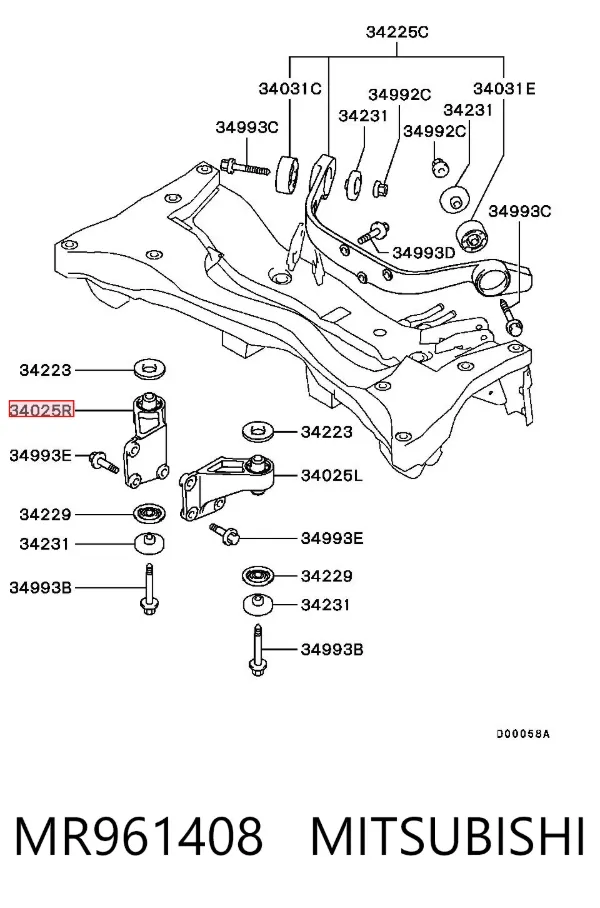 Soporte derecho del diferencial trasero MR961408 Mitsubishi