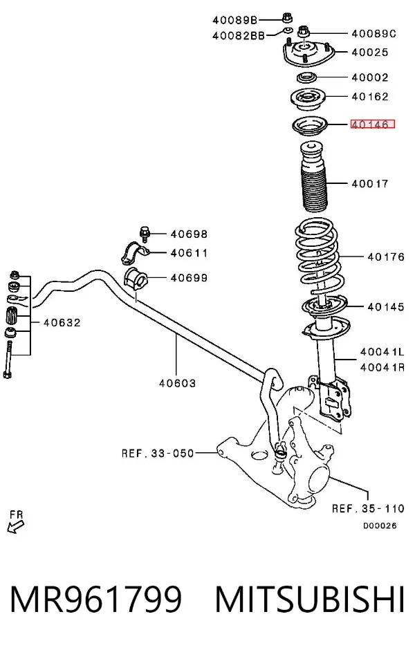 Aislador de resorte delantero superior MR961799 Mitsubishi