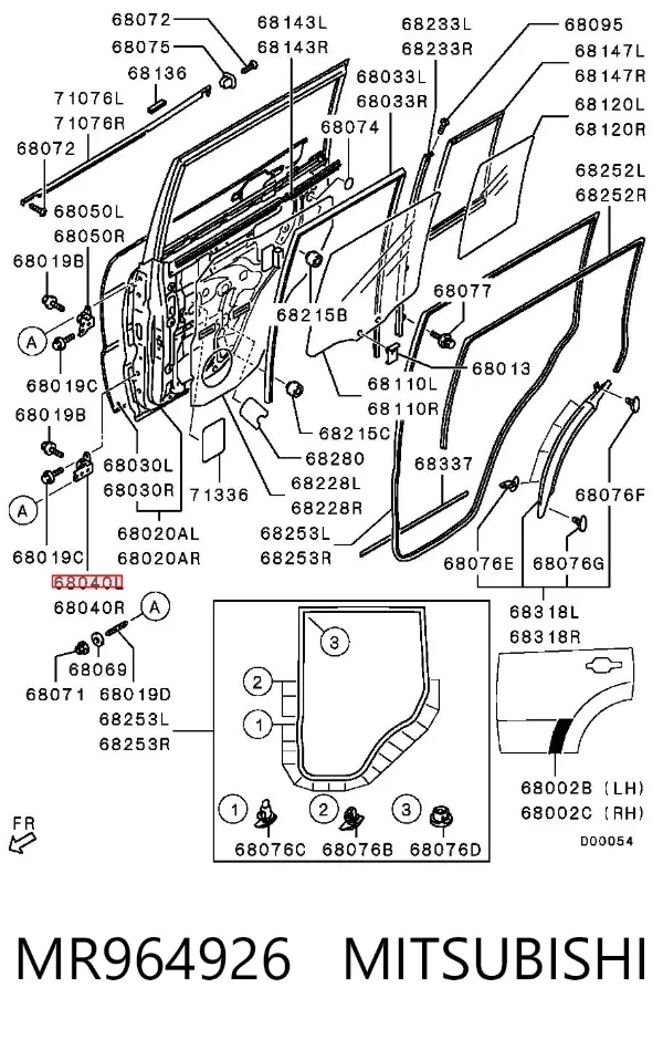 Bisagra de puerta trasera izquierda MR964926 Mitsubishi