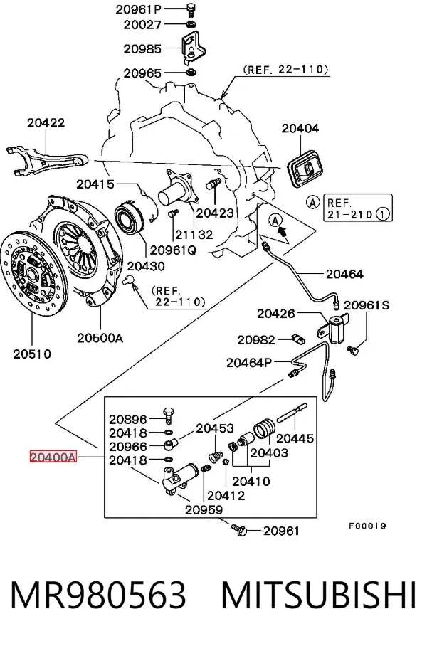 Bombin de embrague MR980563 Mitsubishi