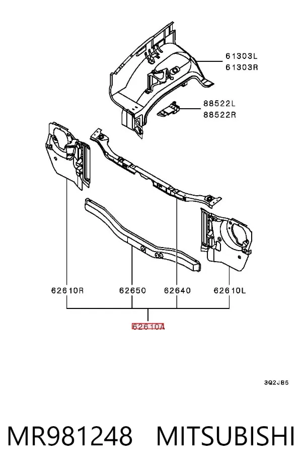 Soporte de radiador MR981248 Mitsubishi