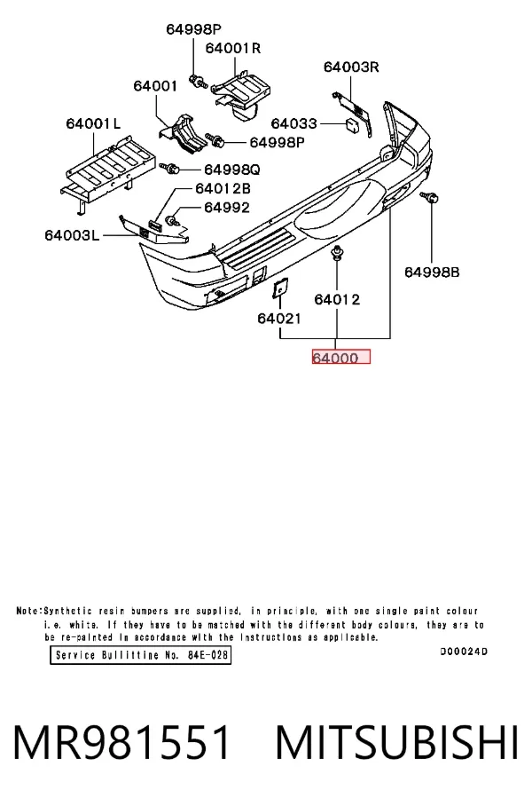 Parachoques trasero MR981551 Mitsubishi