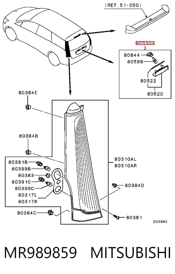 Luz matricula MR989859 Mitsubishi