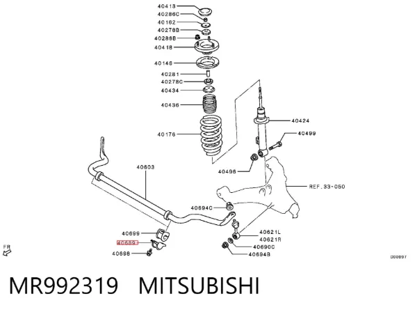 Abrazadera de la bieleta estabilizadora delantera MR992319 Mitsubishi