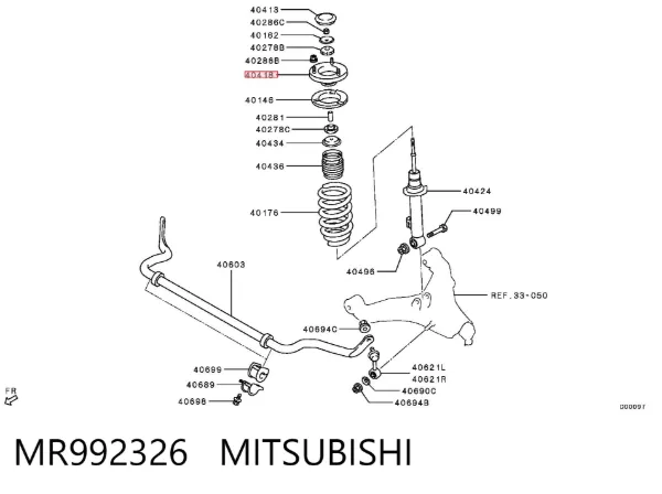 Soporte del amortiguador delantero MR992326 Mitsubishi