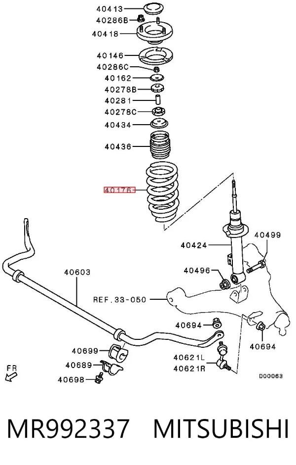 Muelle delantero MR992337 Mitsubishi