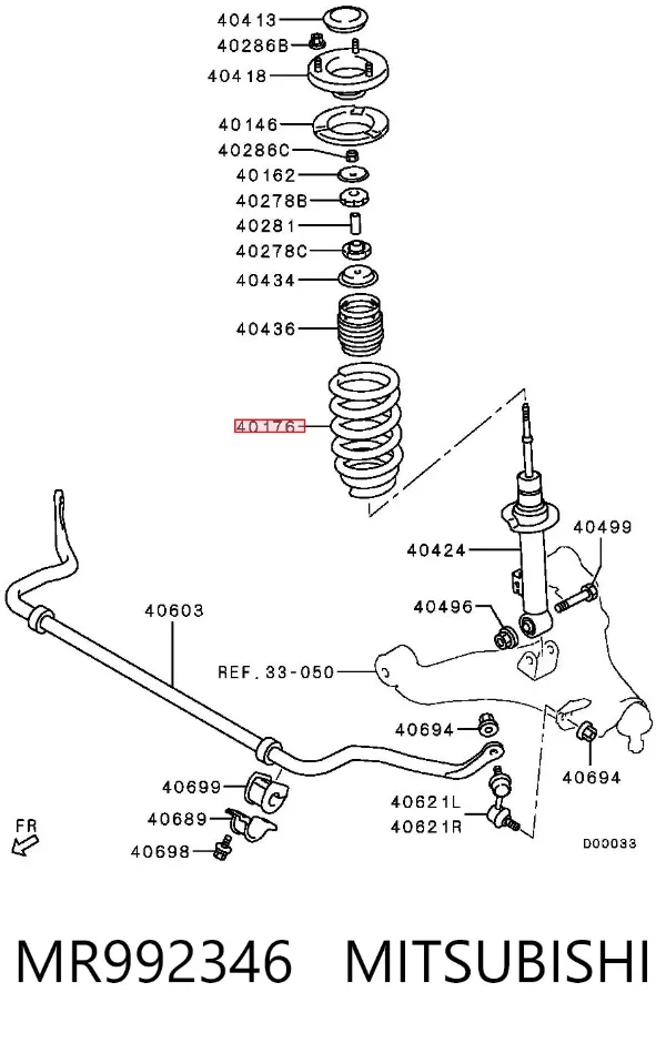 Muelle delantero MR992346 Mitsubishi