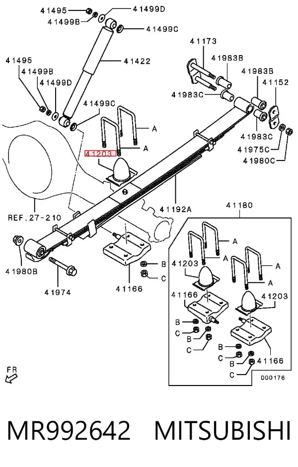 Tope de ballesta trasera MR992642 Mitsubishi