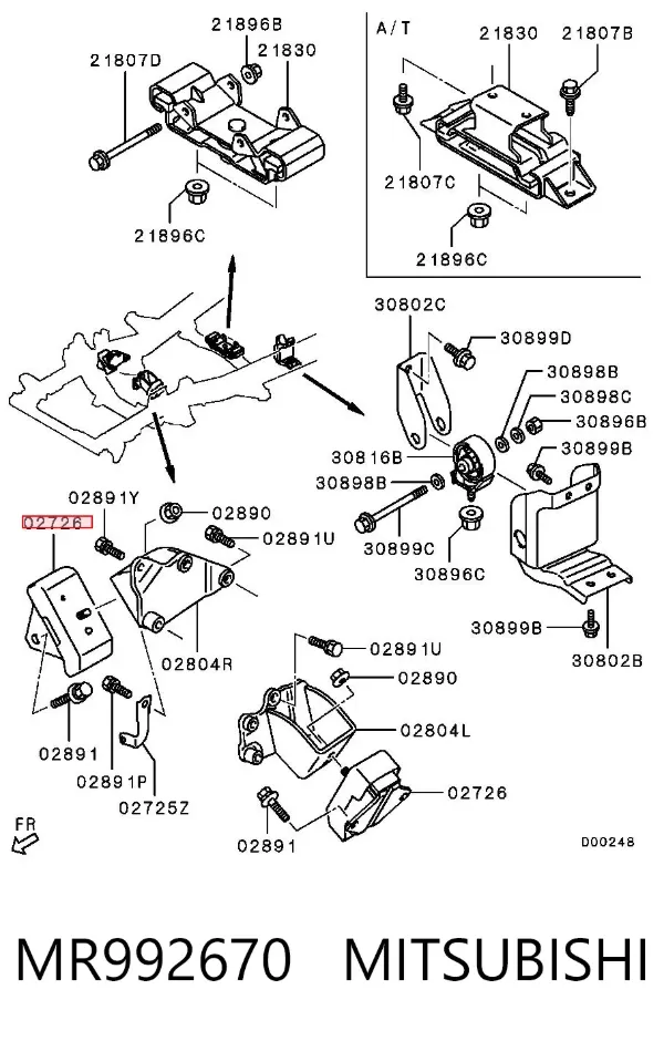 Soporte de motor, Izquierda / Derecha MR992670 Mitsubishi