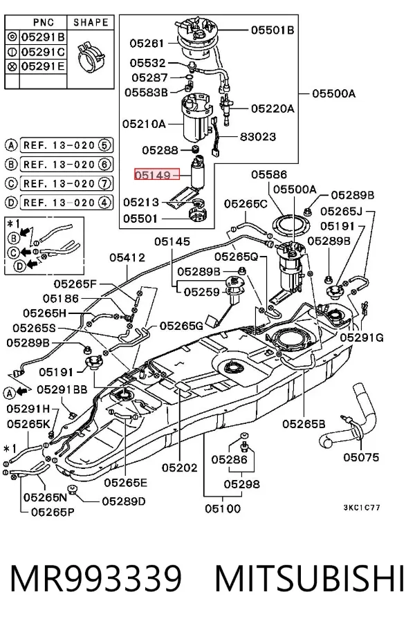 Elemento de turbina de la bomba de combustible MR993339 Mitsubishi
