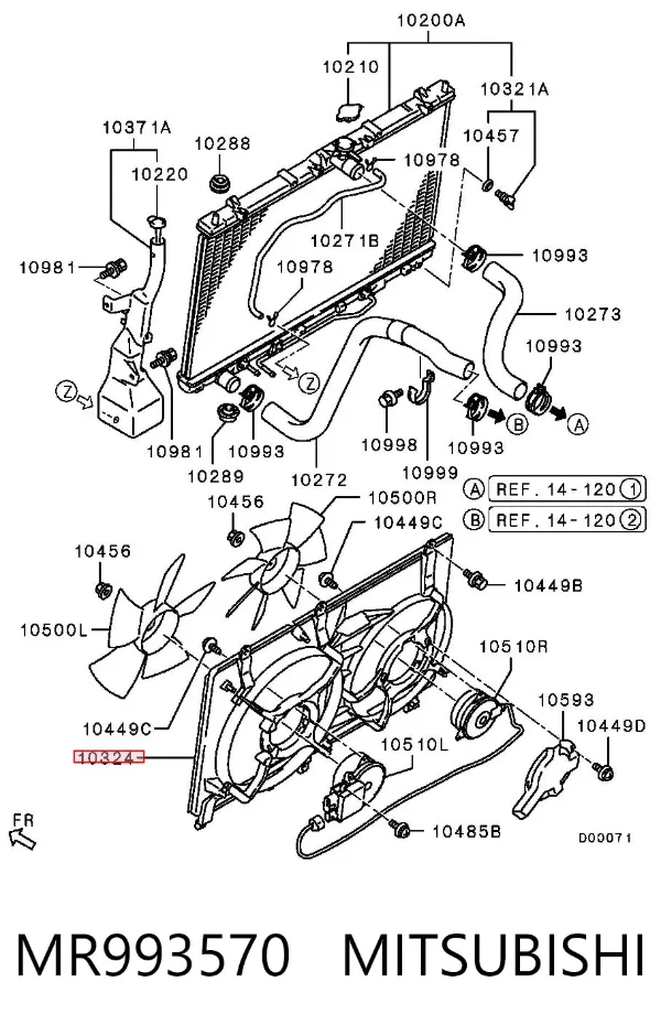 Bastidor radiador MR993570 Mitsubishi