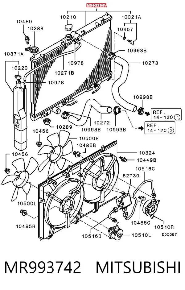 Radiador MR993742 Mitsubishi