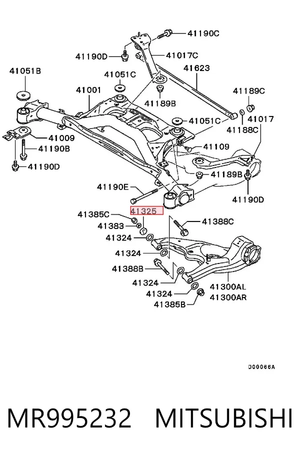 Perno de brazo longitudinal trasero (de alineación) MR995232 Mitsubishi