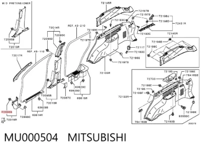 Clip de fijación de revestimiento de puerta MITSUBISHI MU000504