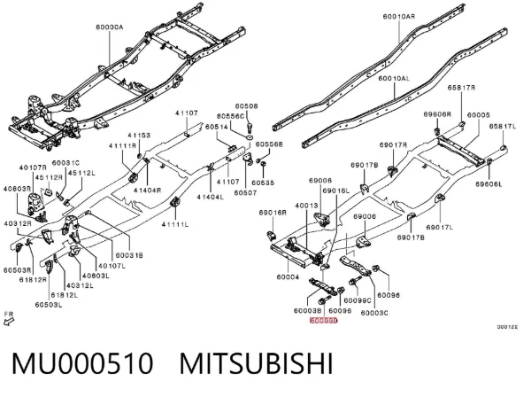 Perno de fijación del brazo inferior trasero MU000510 Mitsubishi