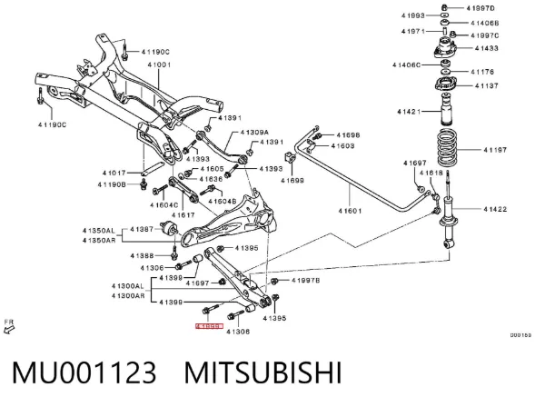 Tornillo de montaje del amortiguador trasero MU001123 Mitsubishi