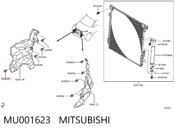 Clip de protección del bajo MU001623 Mitsubishi