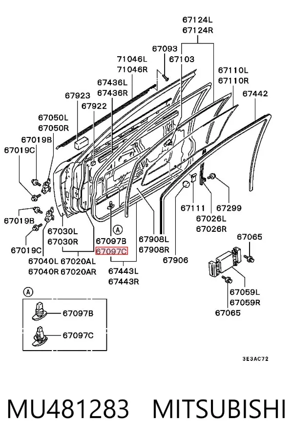 Clip de sujeción de moldura de estribo MU481283 Mitsubishi