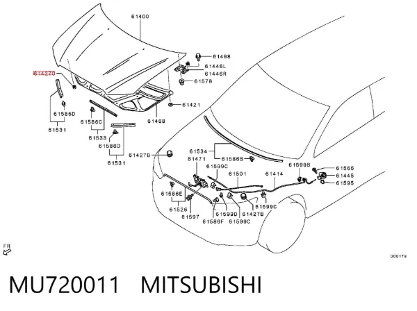 Tope de la tapa del maletero MU720011 Mitsubishi