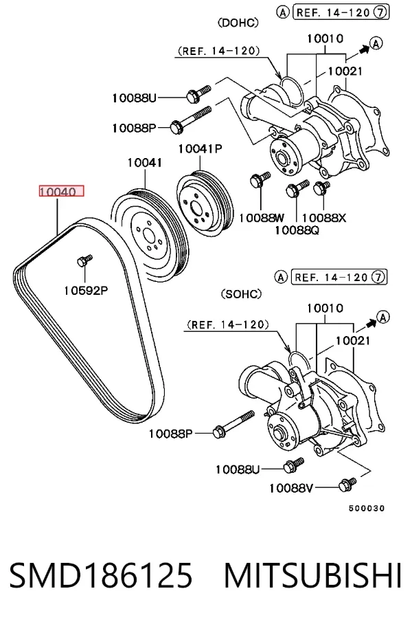 Correa de alternador SMD186125 Mitsubishi
