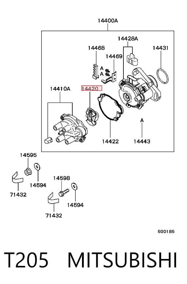 Rotor del distribuidor de encendido T205 Mitsubishi