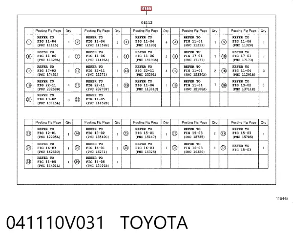 Juego de juntas para motor 041110V031 Toyota