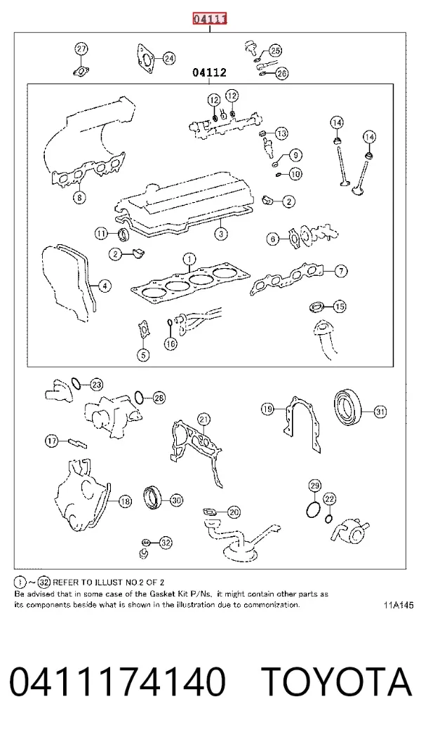 Juego de juntas para motor Toyota Camry III