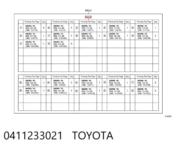 Juego de juntas superiores de motor 0411233021 Toyota
