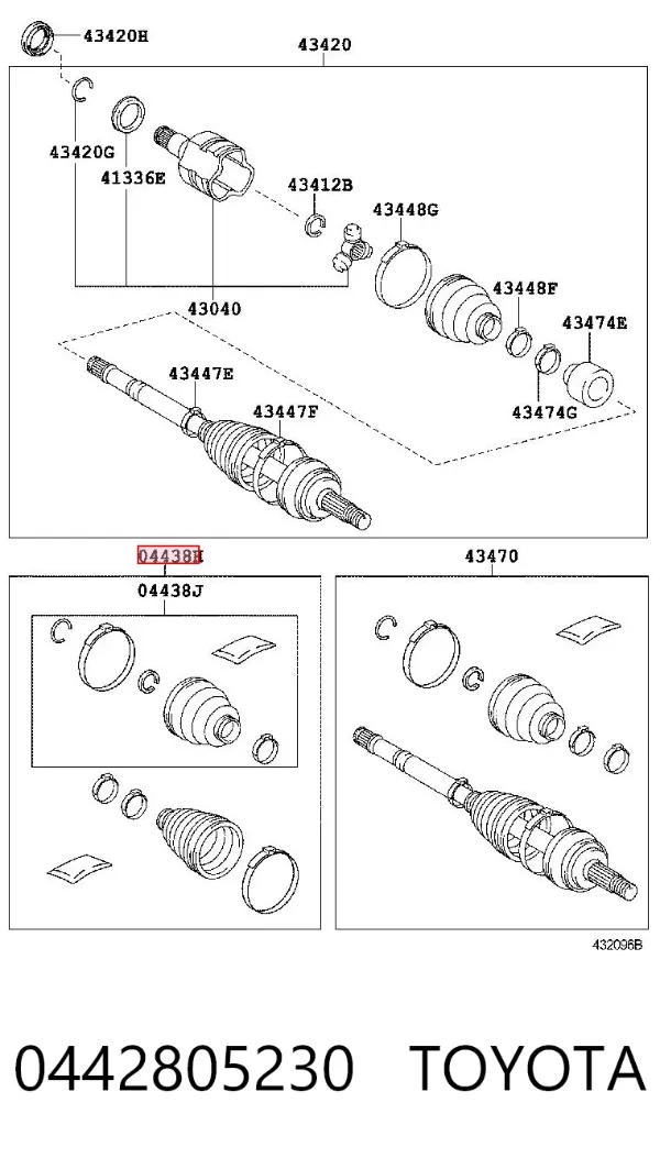 Juego de fuelles de junta homocinética delantera 0442805230 Toyota