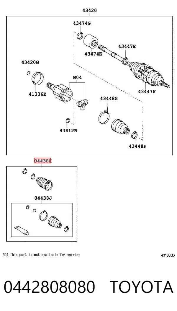 Fuelle exterior izquierdo de junta homocinética 0442808080 Toyota