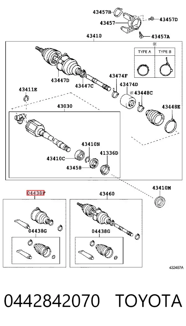 Fuelle de palier delantero exterior 0442842070 Toyota