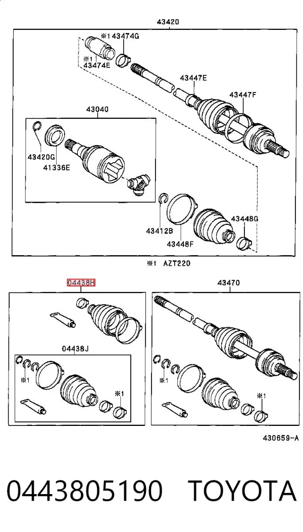 Fuelle de palier delantero exterior 0443805190 Toyota