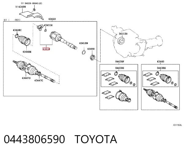 Fuelle de palier delantero exterior 0443806590 Toyota