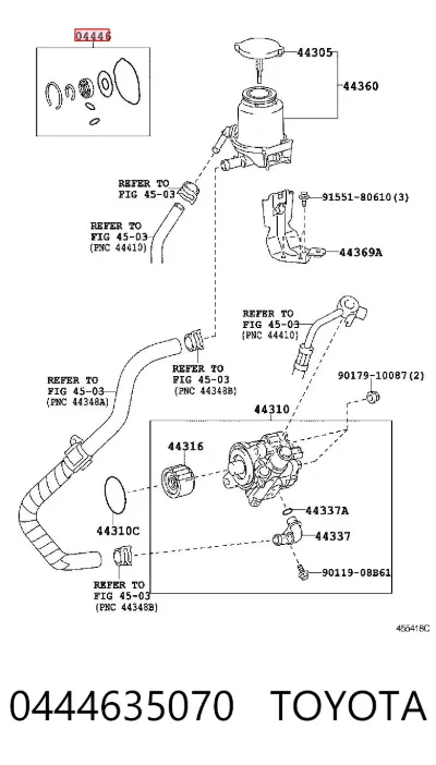 Juego de reparación de bomba de dirección hidráulica TOYOTA 0444635070