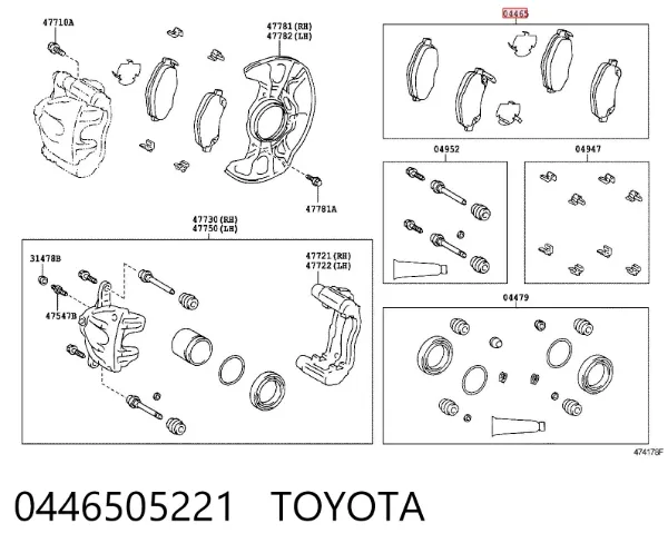 Pastillas de freno 0446505221 Toyota