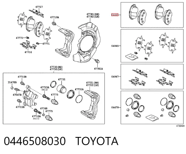 Pastillas de freno 0446508030 Toyota
