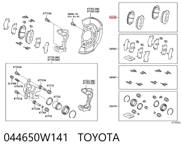 Pastillas de freno 044650W141 Toyota
