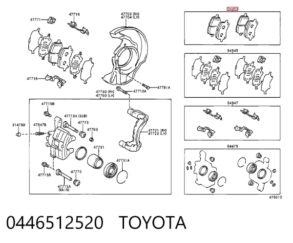 Pastillas de freno 0446512520 Toyota