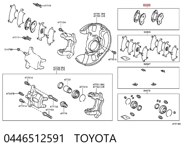 Pastillas de freno 0446512591 Toyota
