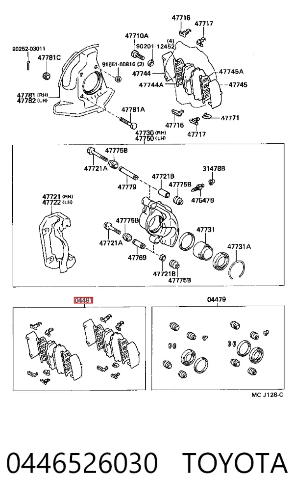 Pastillas de freno 0446526030 Toyota
