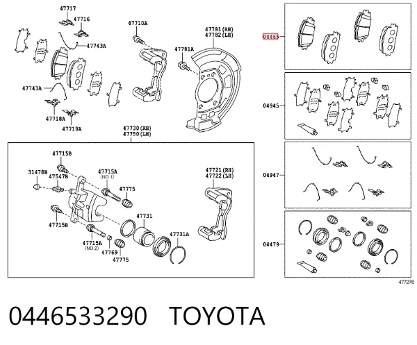 Pastillas de freno 0446533290 Toyota