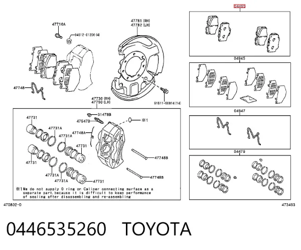 Pastillas de freno 0446535260 Toyota