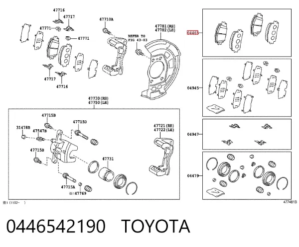 Pastillas de freno 0446542190 Toyota
