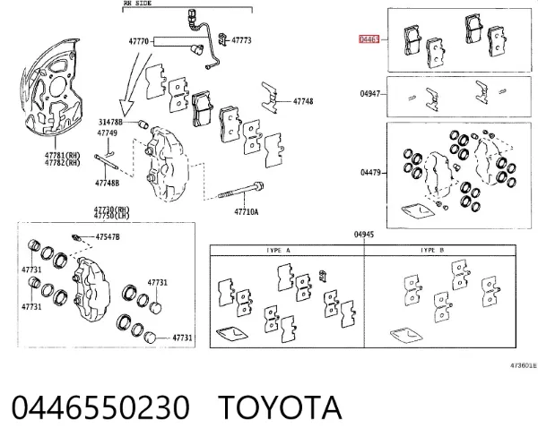 Pastillas de freno 0446550230 Toyota