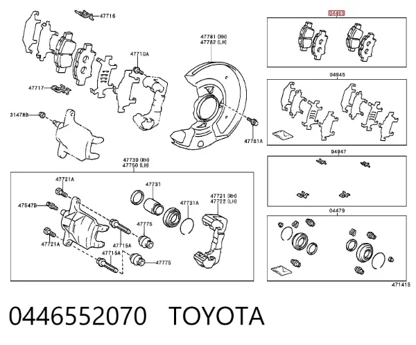 Pastillas de freno 0446552070 Toyota