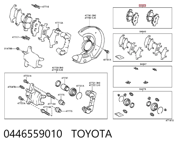 Pastillas de freno 0446559010 Toyota