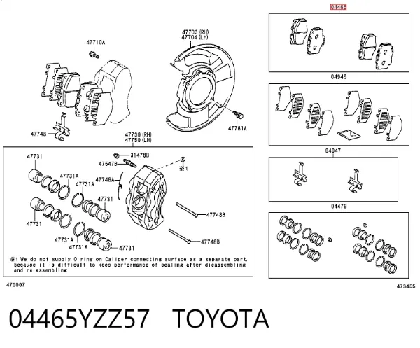 Pastillas de freno 04465YZZ57 Toyota